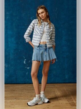 NWT BDG Dakota Cropped Flannel Button-Down Shirt -XL